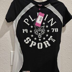 NWT Philipp Plein Round Neck T- Shirt/Black and white